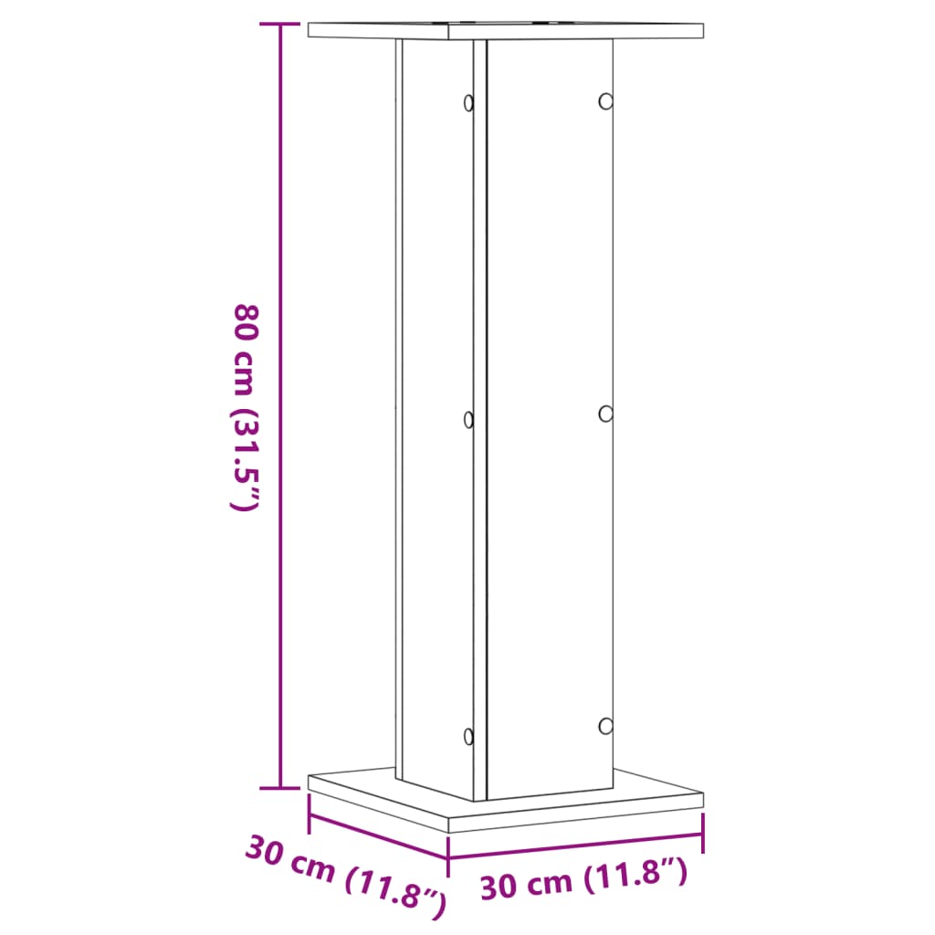 Plantenstandaards 2 st 30x30x80 cm bewerkt hout betongrijs – afbeelding 10