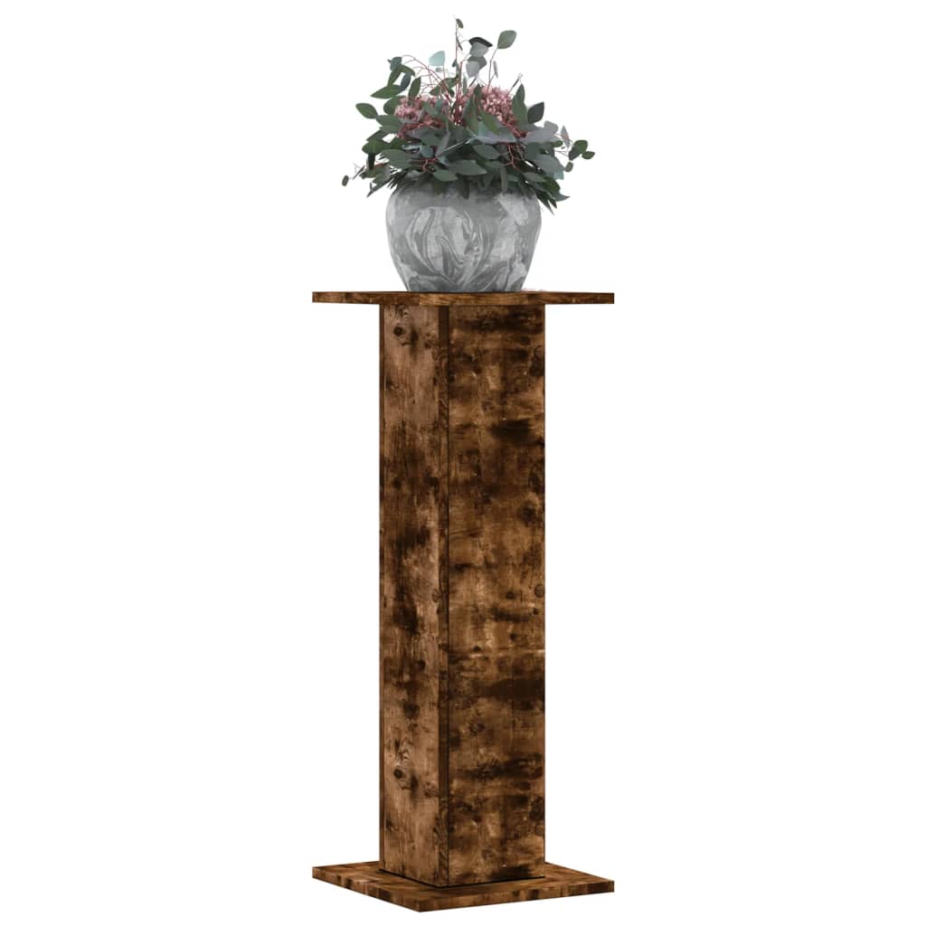 Plantenstandaards 2 st 30x30x80 cm bewerkt hout gerookt eiken – afbeelding 1