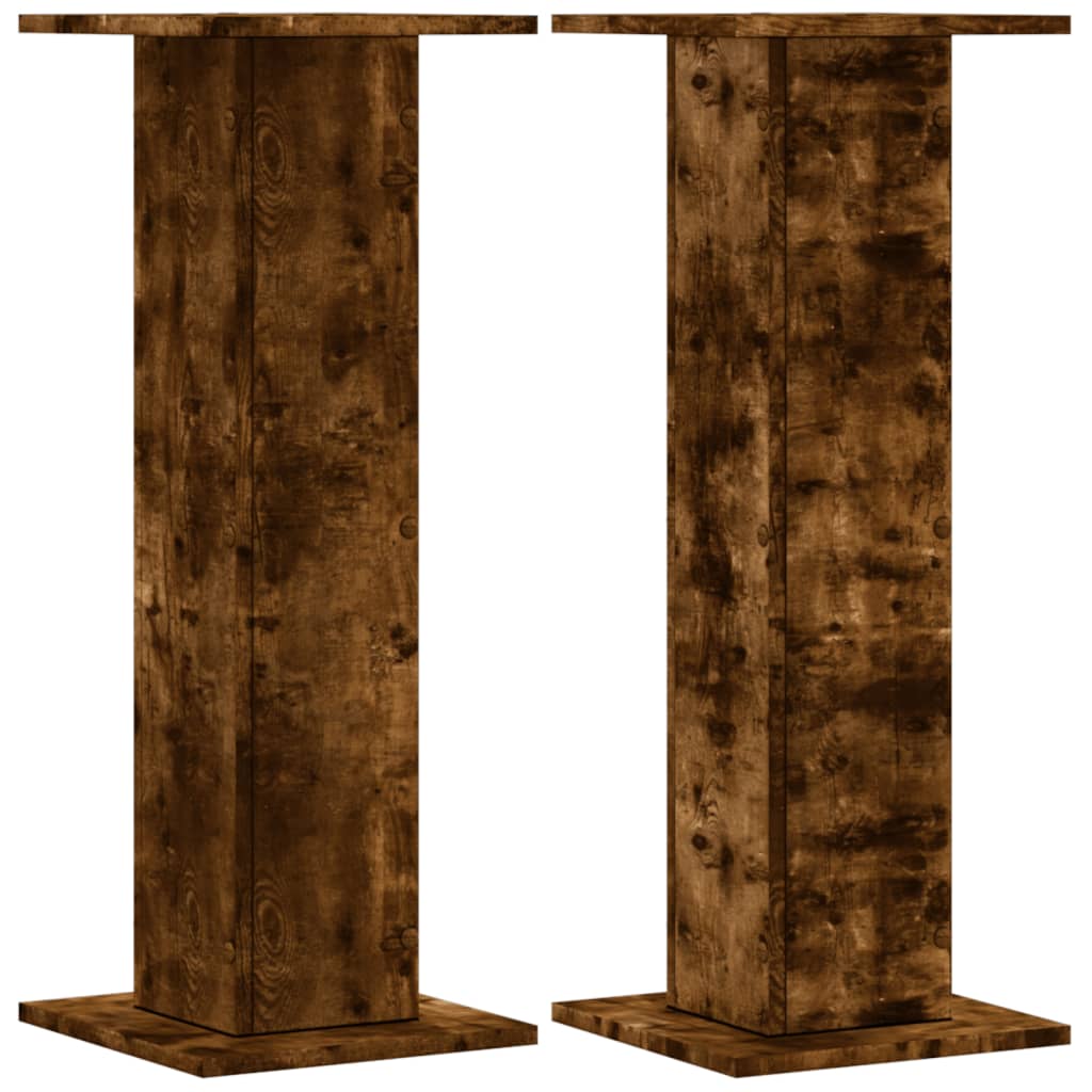 Plantenstandaards 2 st 30x30x80 cm bewerkt hout gerookt eiken – afbeelding 2