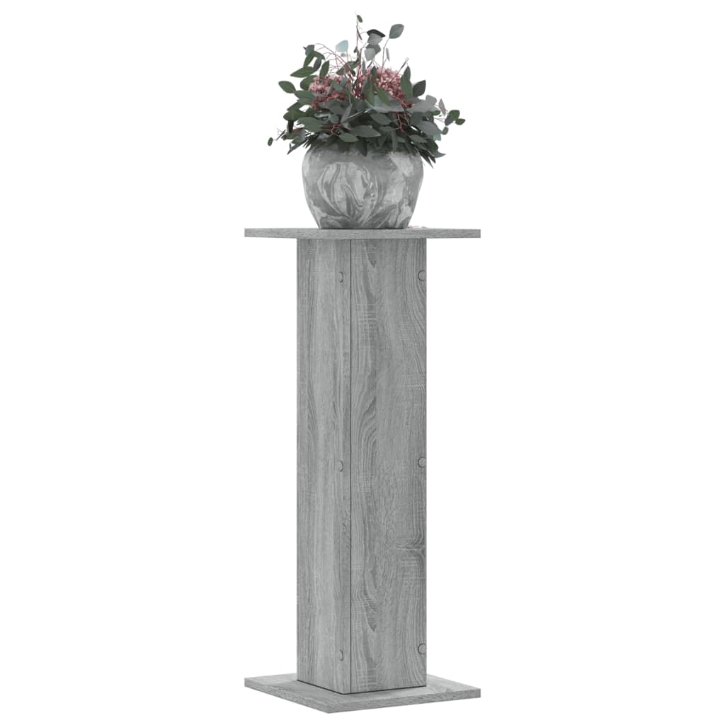 Plantenstandaards 2 st 30x30x80 cm bewerkt hout grijs sonoma – afbeelding 1