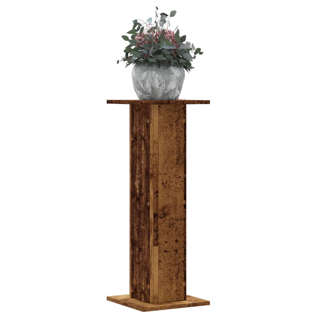 Plantenstandaards 2 st 30x30x80 cm bewerkt hout oud houtkleurig – afbeelding 1