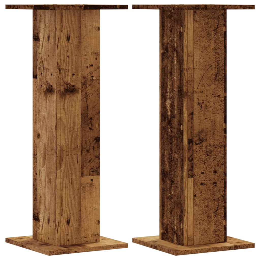 Plantenstandaards 2 st 30x30x80 cm bewerkt hout oud houtkleurig – afbeelding 2