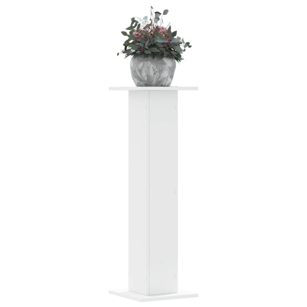 Plantenstandaards 2 st 30x30x95 cm bewerkt hout wit – afbeelding 1