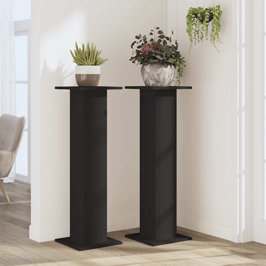 Plantenstandaards 2 st 30x30x95 cm bewerkt hout zwart – afbeelding 3