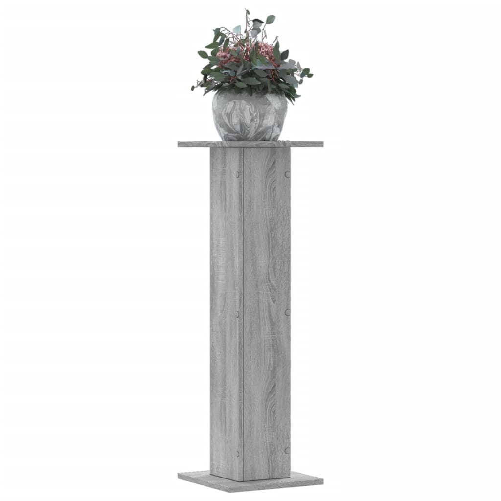 Plantenstandaards 2 st 30x30x95 cm bewerkt hout grijs sonoma – afbeelding 1