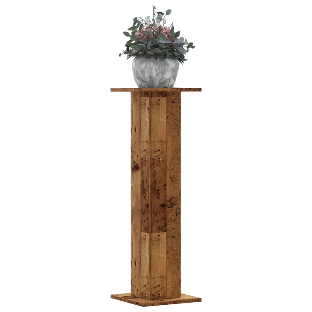 Plantenstandaards 2 st 30x30x95 cm bewerkt hout oud houtkleurig – afbeelding 1