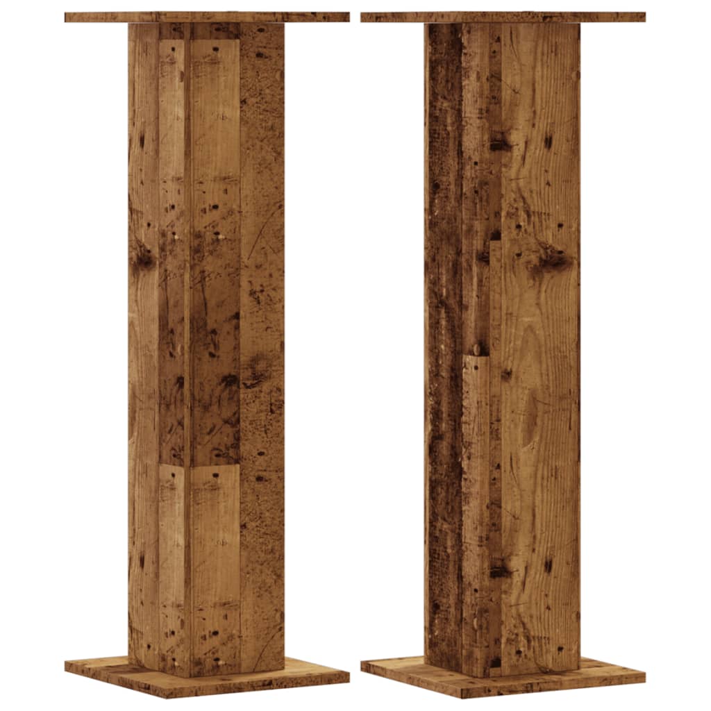 Plantenstandaards 2 st 30x30x95 cm bewerkt hout oud houtkleurig – afbeelding 2