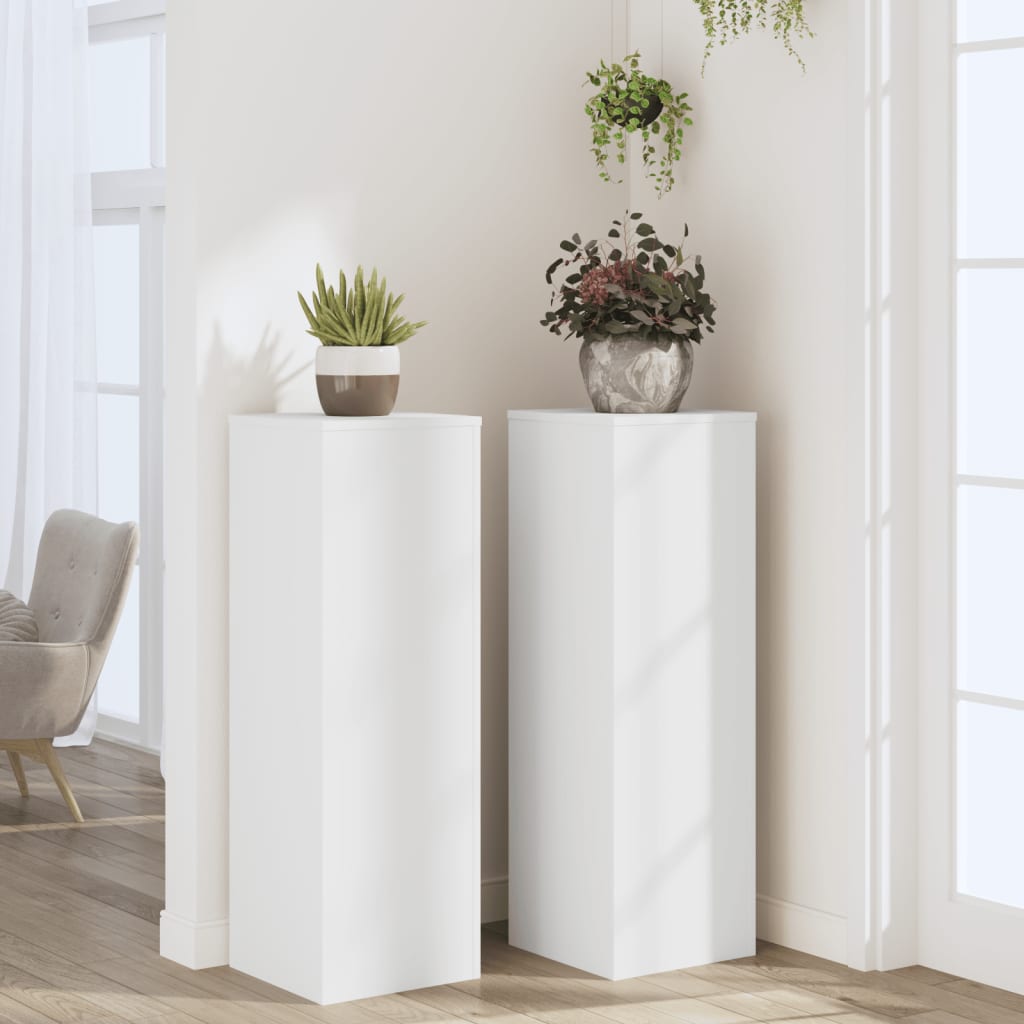 Plantenstandaards 2 st 33x33x100 cm bewerkt hout wit – afbeelding 3