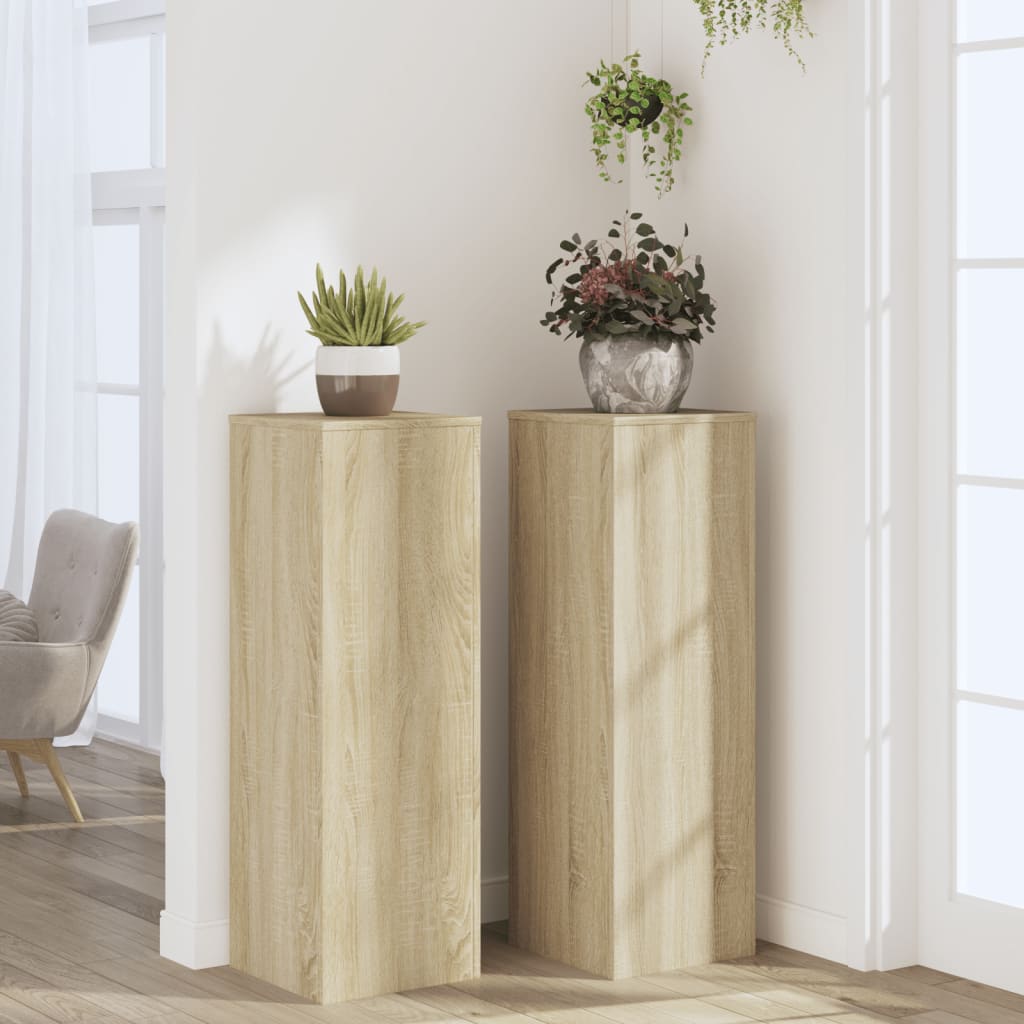 Plantenstandaards 2 st 33x33x100 cm bewerkt hout sonoma eiken – afbeelding 3