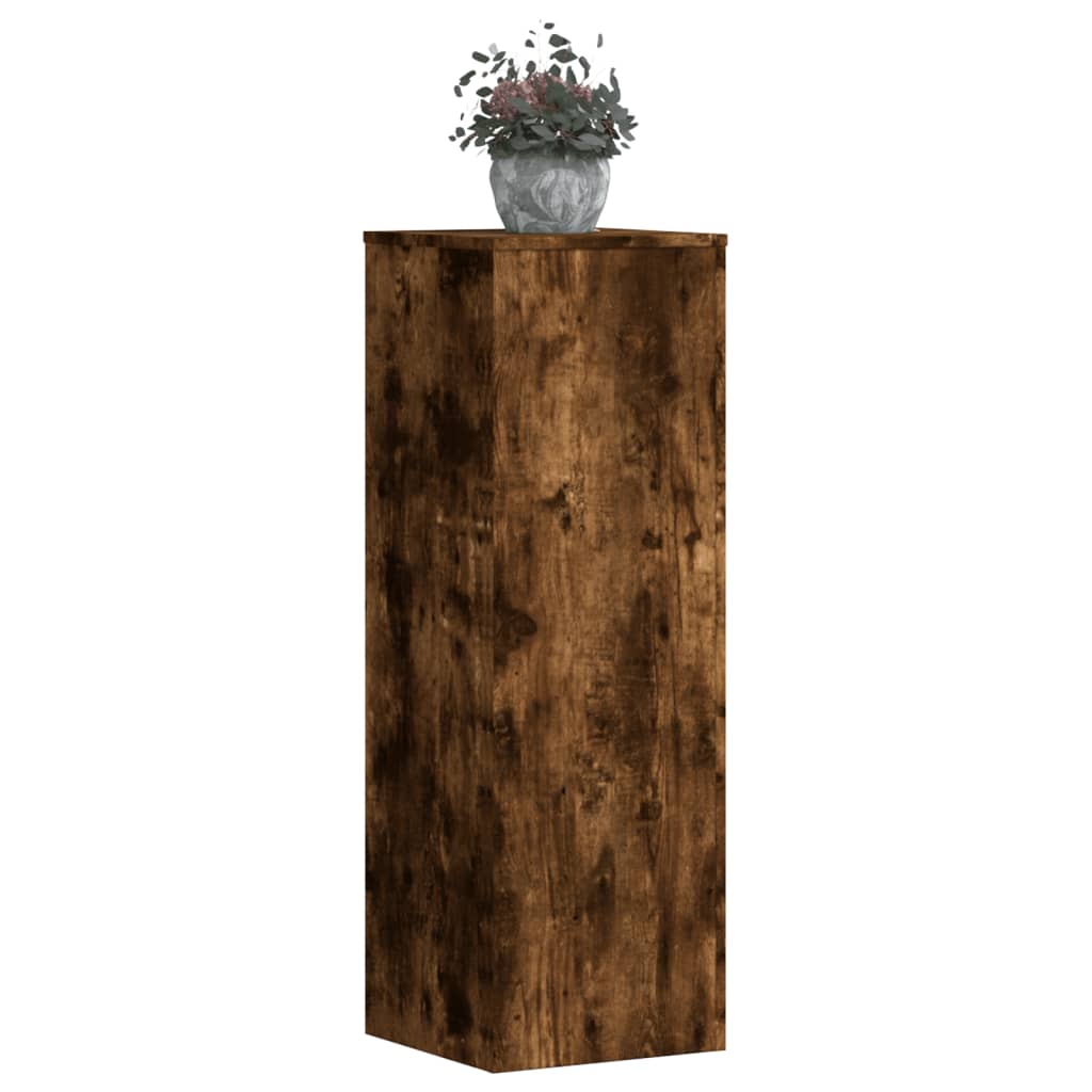 Plantenstandaards 2 st 33x33x100 cm bewerkt hout gerookt eiken – afbeelding 1