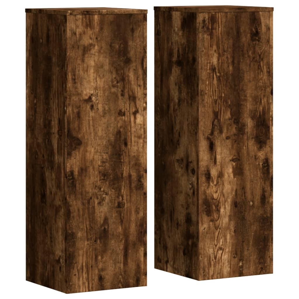 Plantenstandaards 2 st 33x33x100 cm bewerkt hout gerookt eiken – afbeelding 2