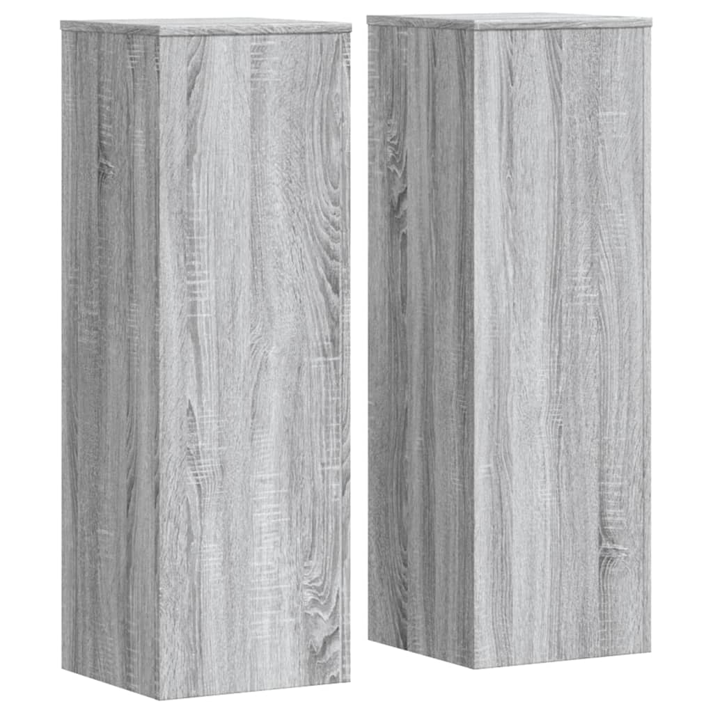 Plantenstandaards 2 st 33x33x100 cm bewerkt hout grijs sonoma – afbeelding 2