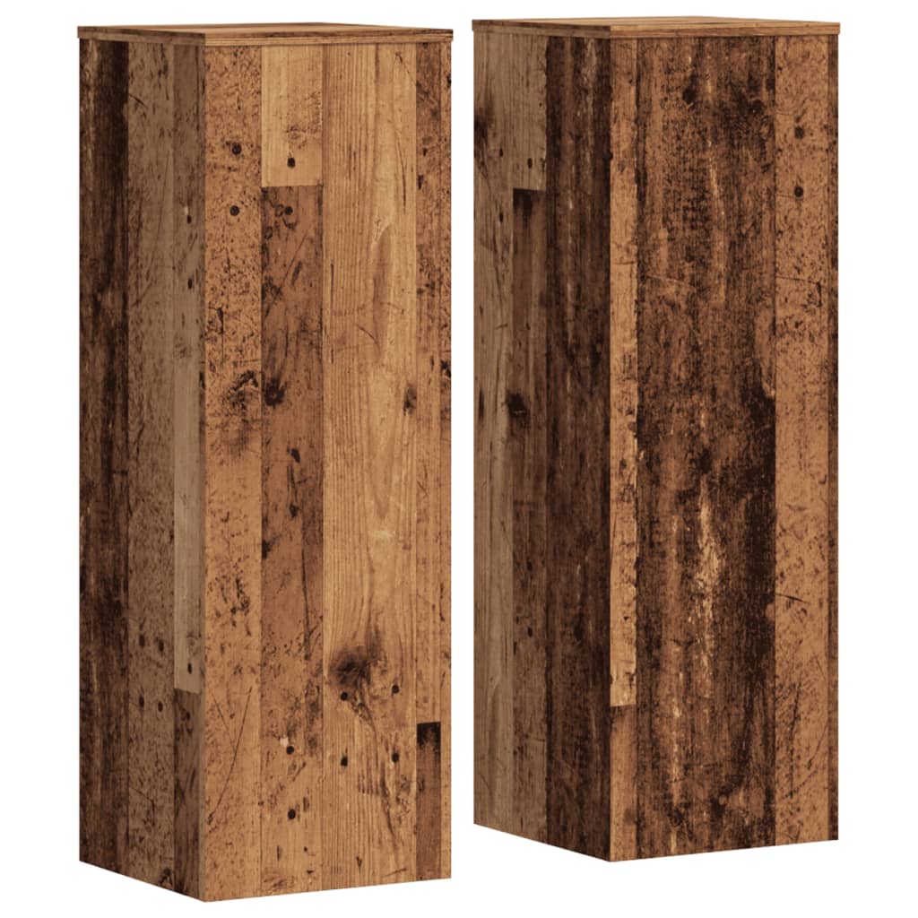 Plantenstandaards 2 st 33x33x100cm bewerkt hout oud houtkleurig – afbeelding 2