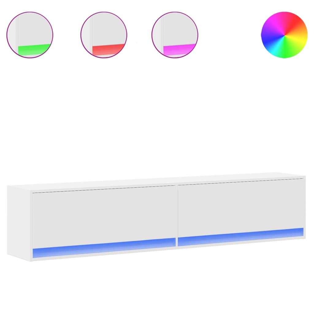Tv-wandmeubel met LED-verlichting 180x31x38 cm wit – afbeelding 2