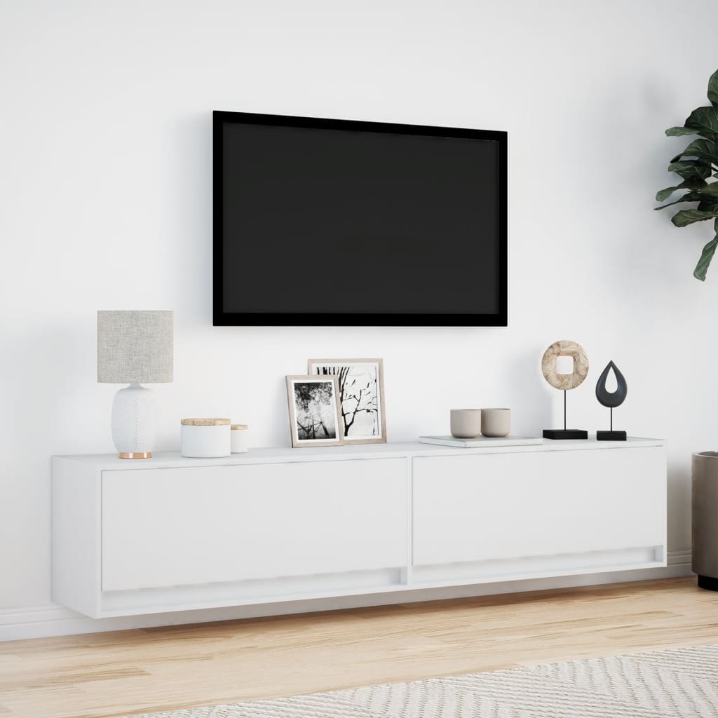 Tv-wandmeubel met LED-verlichting 180x31x38 cm wit – afbeelding 4