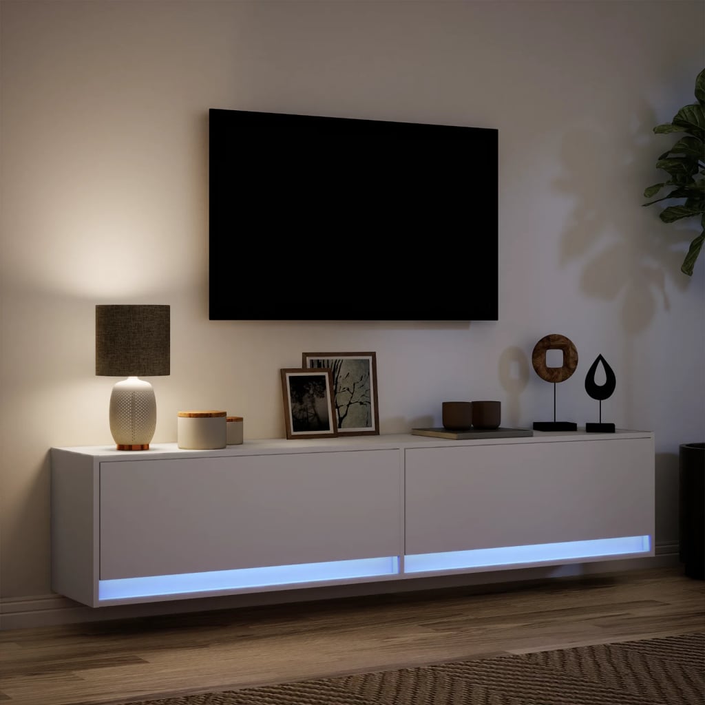 Tv-wandmeubel met LED-verlichting 180x31x38 cm wit – afbeelding 5