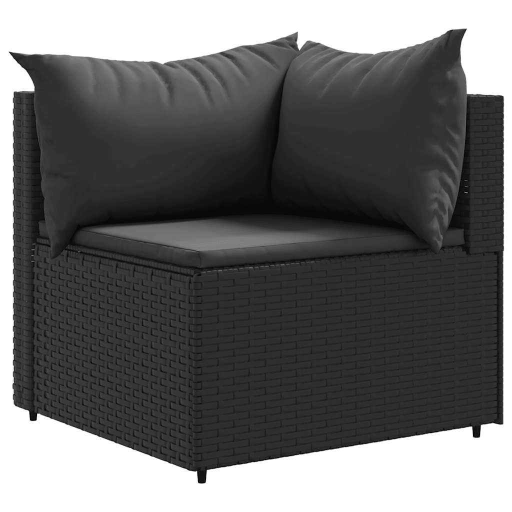 6-delige Loungeset met kussens poly rattan zwart – afbeelding 5