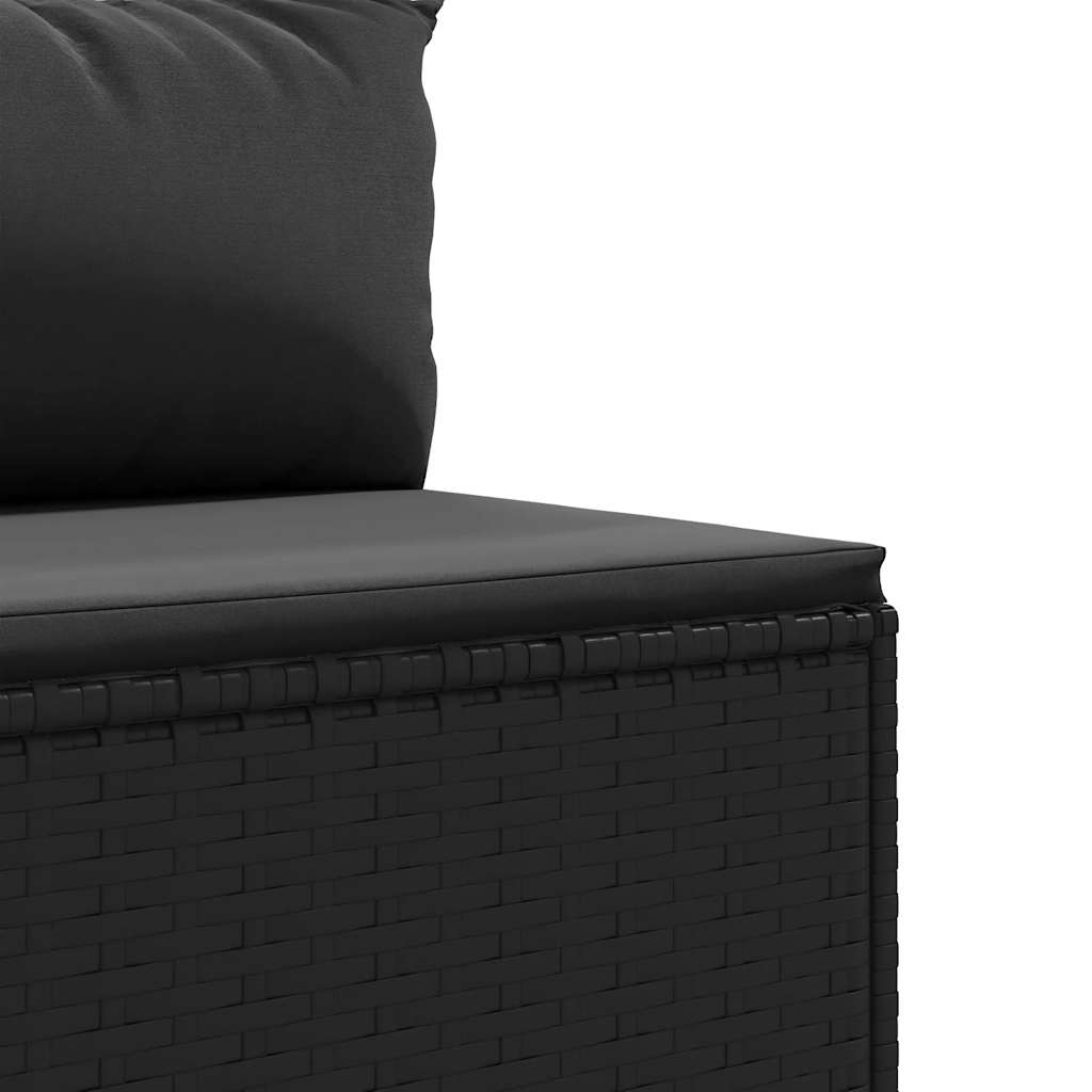 6-delige Loungeset met kussens poly rattan zwart – afbeelding 9