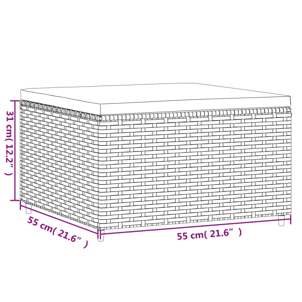 4-delige Loungeset met kussens poly rattan zwart – afbeelding 11