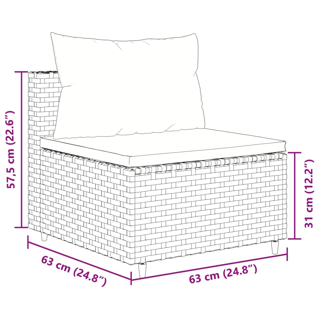 4-delige Loungeset met kussens poly rattan zwart – afbeelding 12