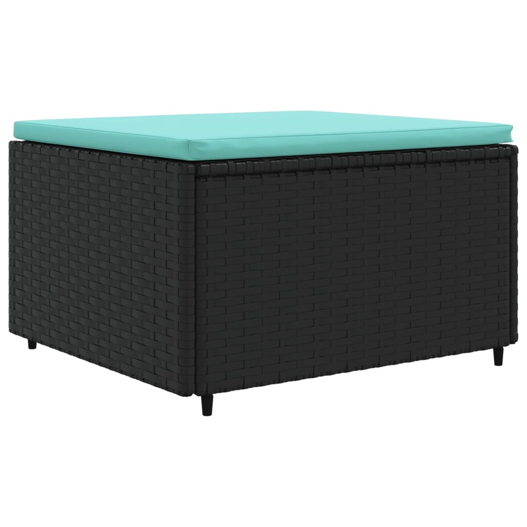4-delige Loungeset met kussens poly rattan zwart – afbeelding 4