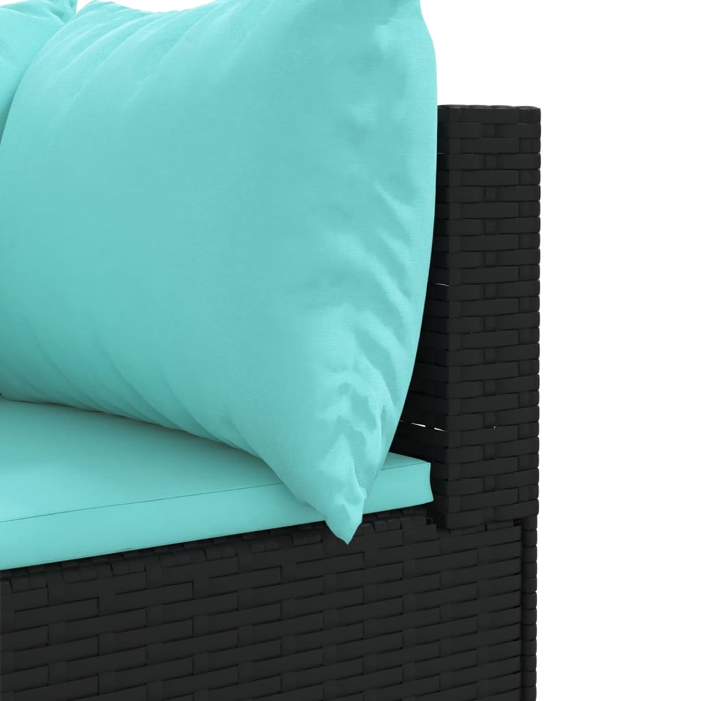 4-delige Loungeset met kussens poly rattan zwart – afbeelding 6
