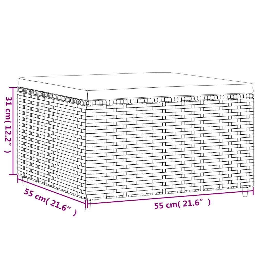 4-delige Loungeset met kussens poly rattan bruin – afbeelding 12