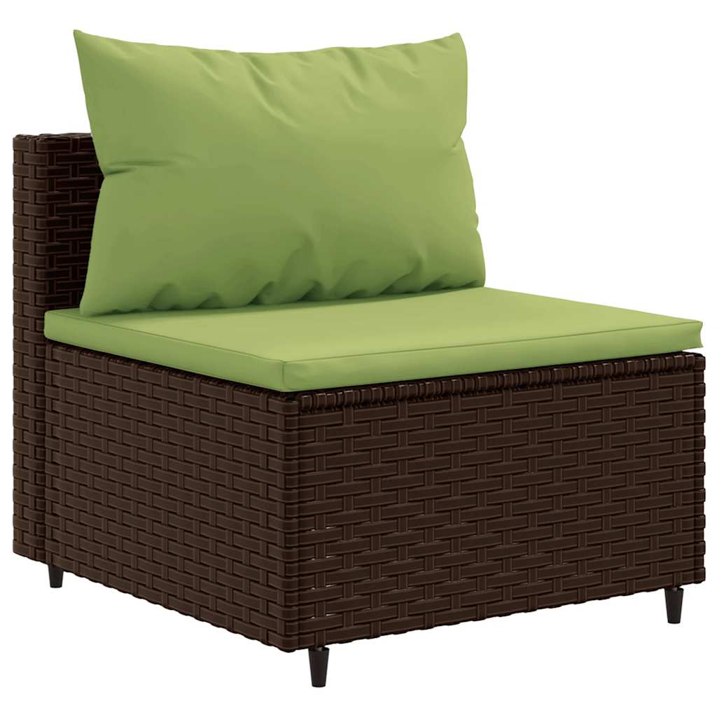4-delige Loungeset met kussens poly rattan bruin – afbeelding 3