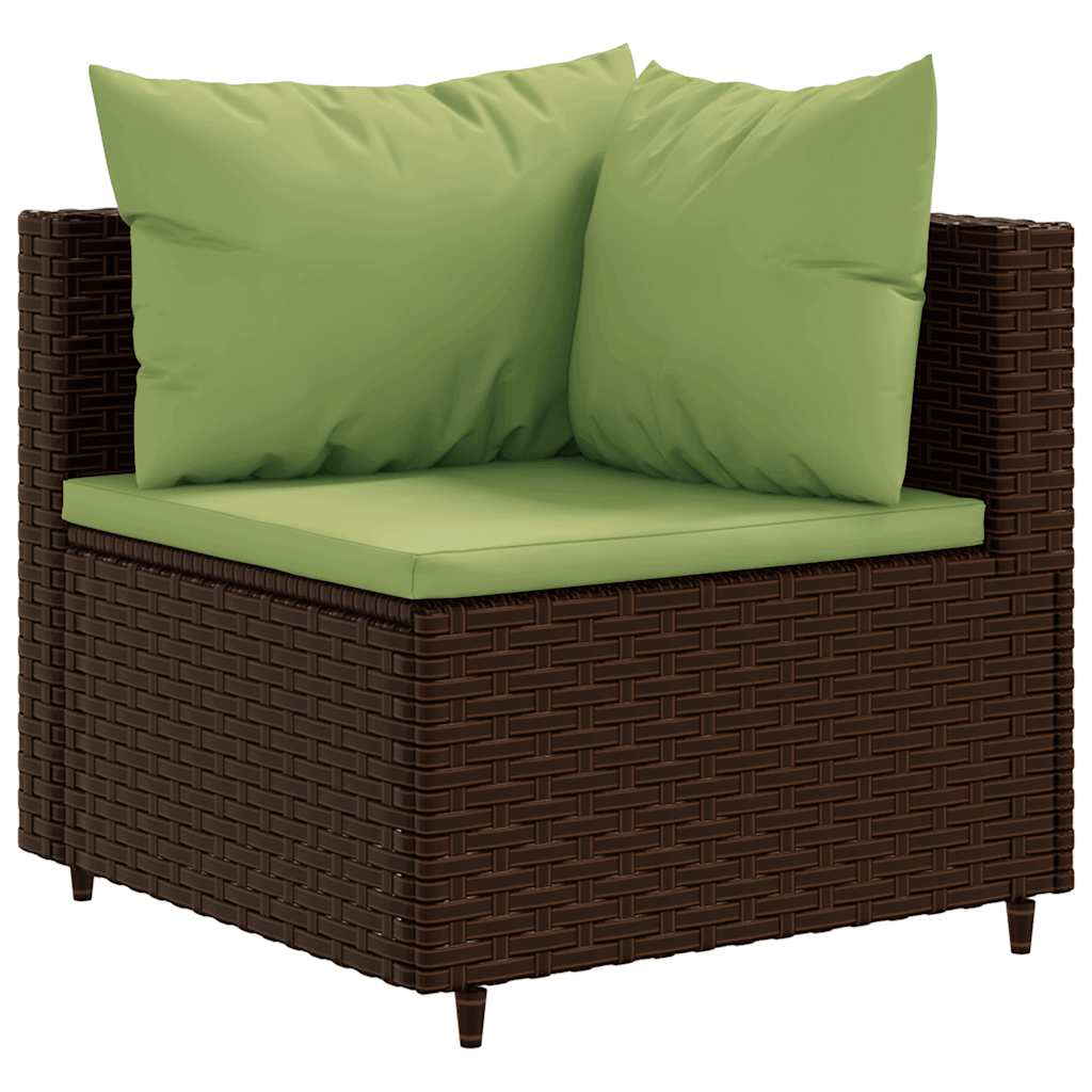 4-delige Loungeset met kussens poly rattan bruin – afbeelding 5