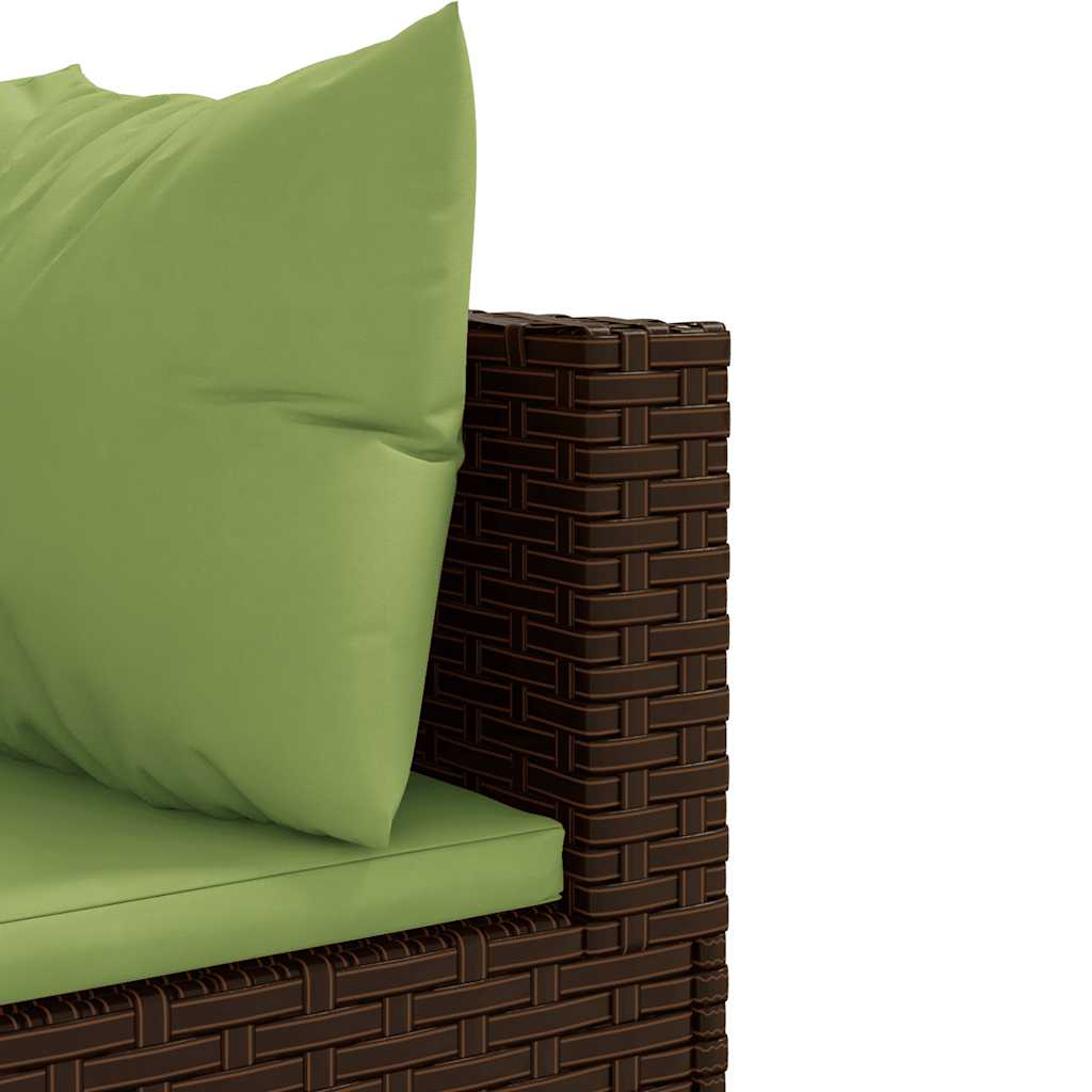 4-delige Loungeset met kussens poly rattan bruin – afbeelding 8