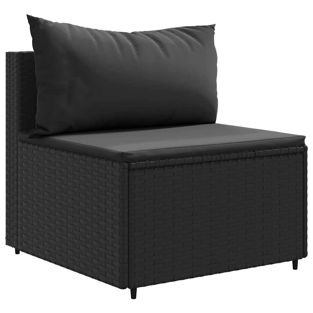 8-delige Loungeset met kussens poly rattan zwart – afbeelding 4