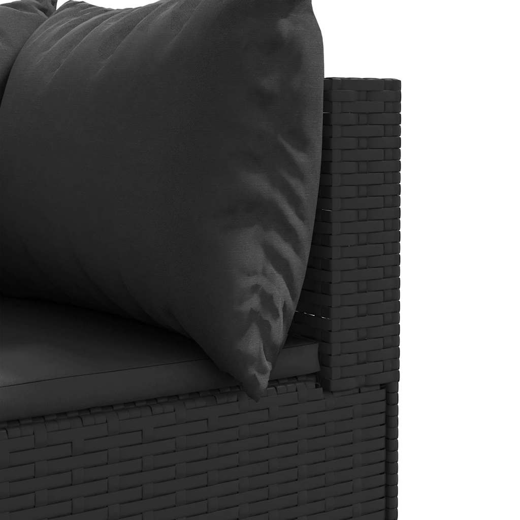 8-delige Loungeset met kussens poly rattan zwart – afbeelding 9
