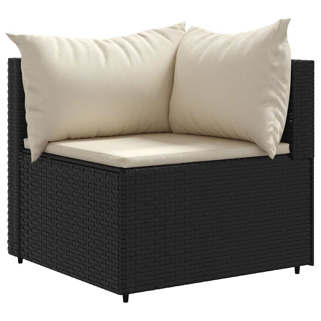 7-delige Loungeset met kussens poly rattan zwart – afbeelding 3