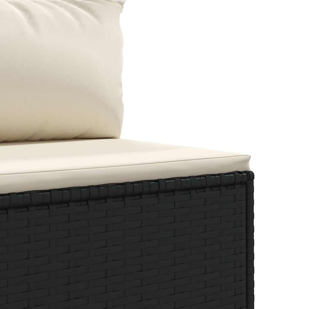 7-delige Loungeset met kussens poly rattan zwart – afbeelding 5