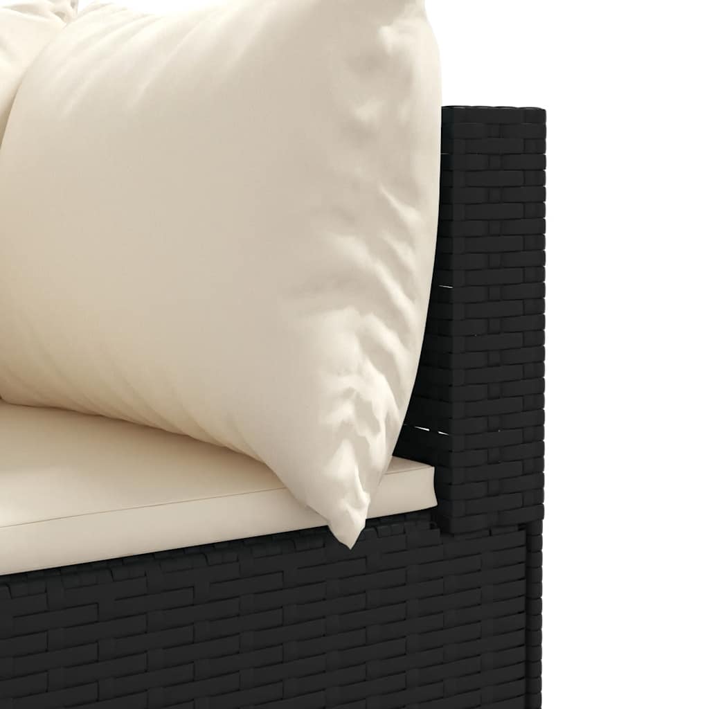 7-delige Loungeset met kussens poly rattan zwart – afbeelding 6