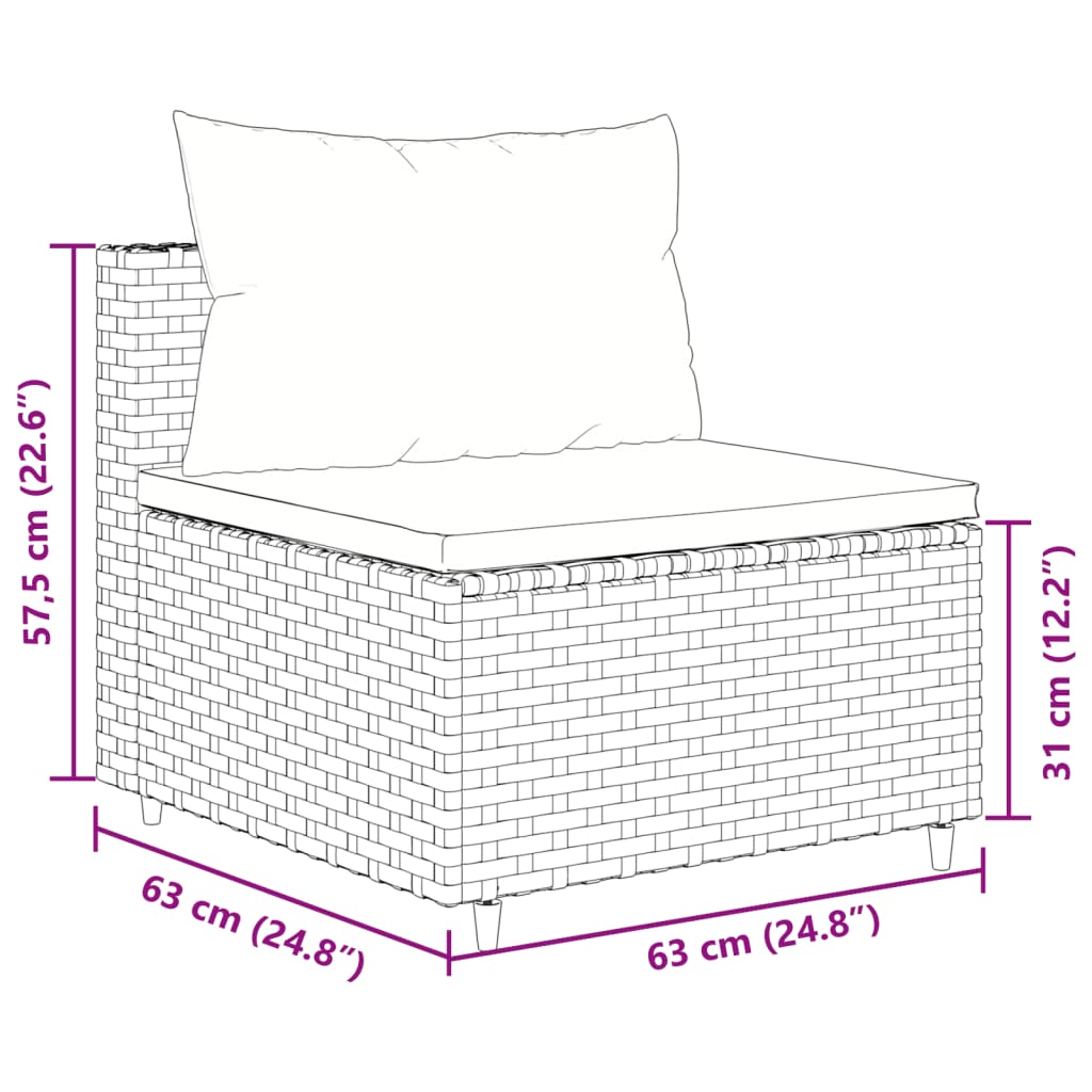 10-delige Loungeset met kussens poly rattan grijs – afbeelding 12