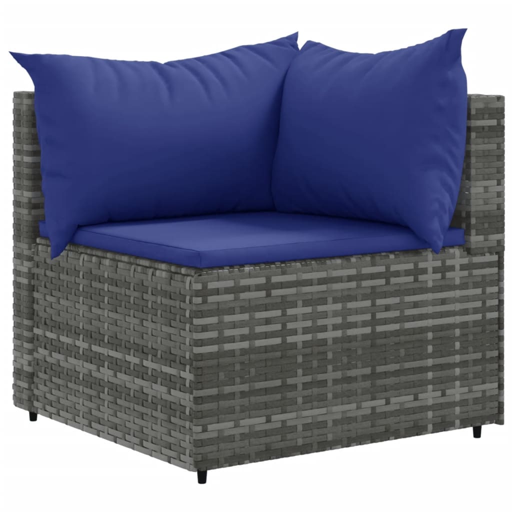 10-delige Loungeset met kussens poly rattan grijs – afbeelding 3