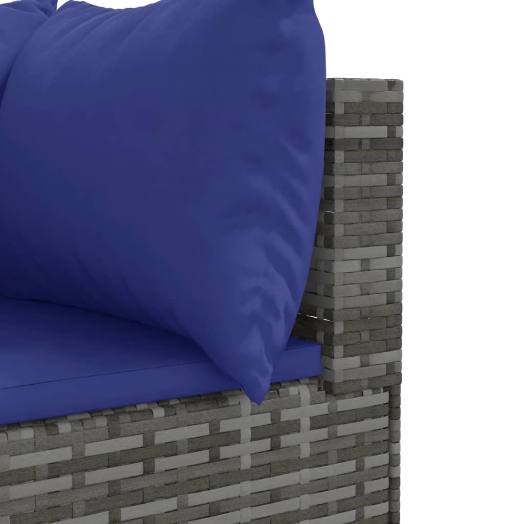 10-delige Loungeset met kussens poly rattan grijs – afbeelding 7