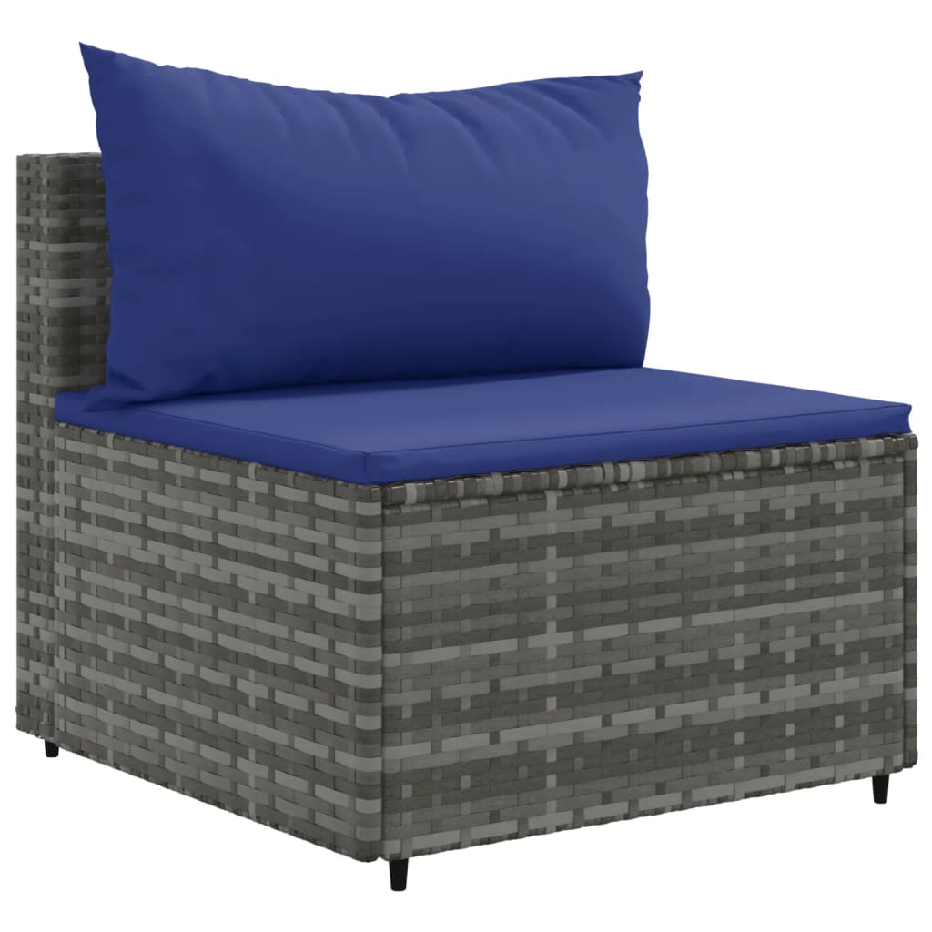 10-delige Loungeset met kussens poly rattan grijs – afbeelding 4