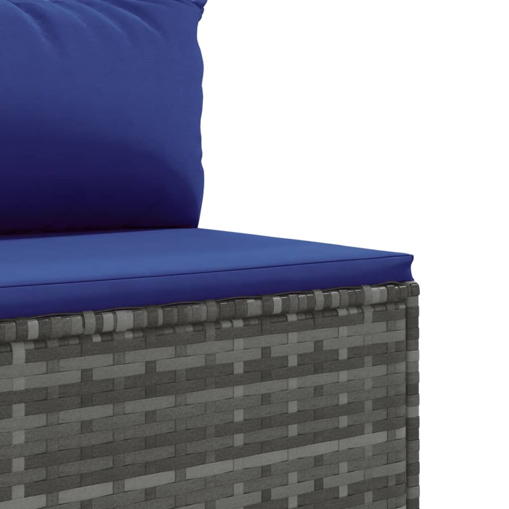 10-delige Loungeset met kussens poly rattan grijs – afbeelding 6