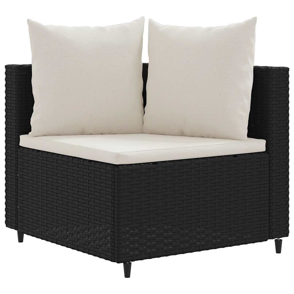 4-delige Loungeset met kussens poly rattan zwart – afbeelding 3