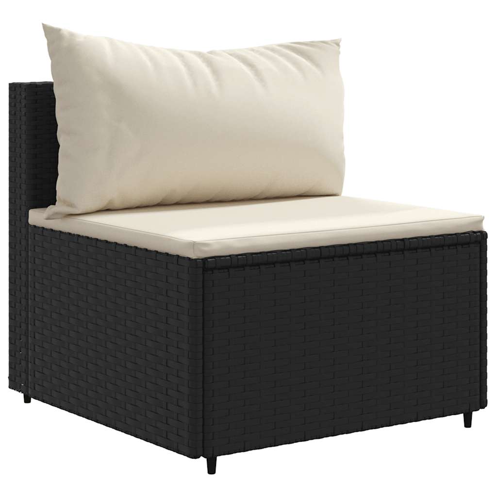 4-delige Loungeset met kussens poly rattan zwart – afbeelding 4