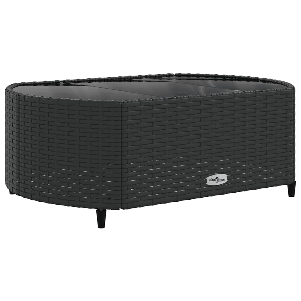 4-delige Loungeset met kussens poly rattan zwart – afbeelding 5