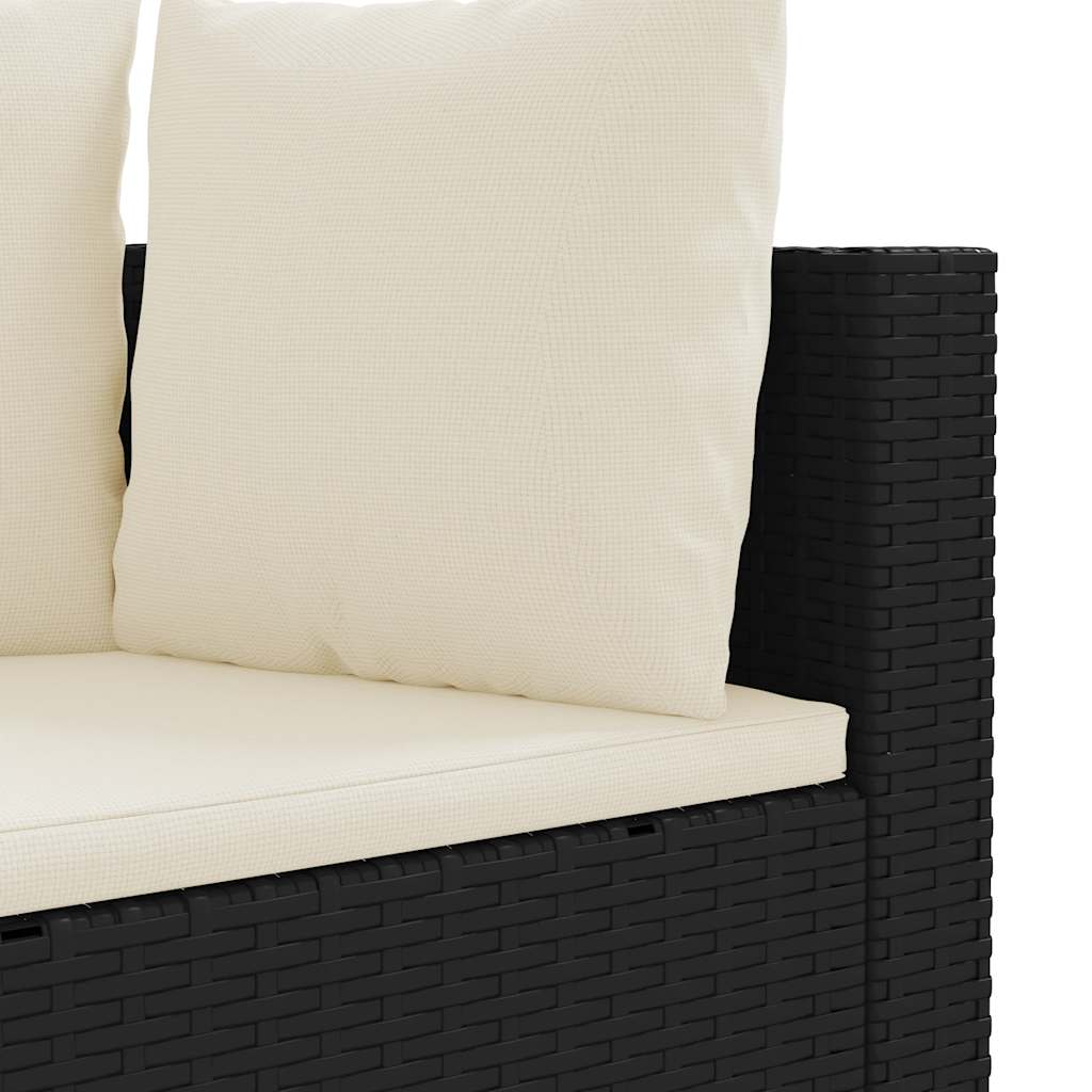 4-delige Loungeset met kussens poly rattan zwart – afbeelding 6