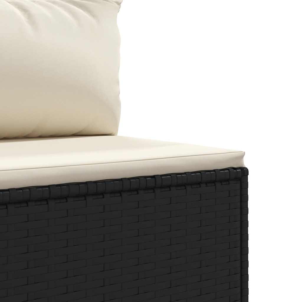 4-delige Loungeset met kussens poly rattan zwart – afbeelding 7
