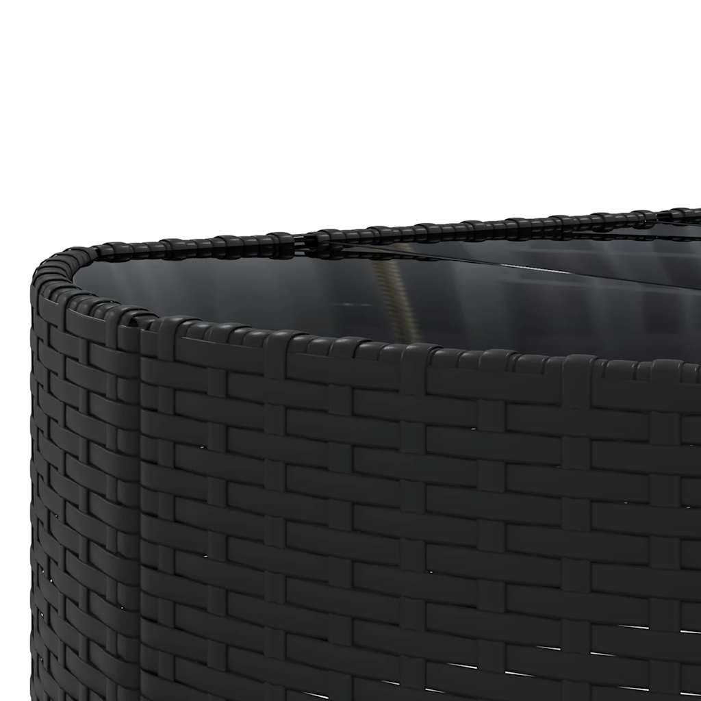 4-delige Loungeset met kussens poly rattan zwart – afbeelding 8