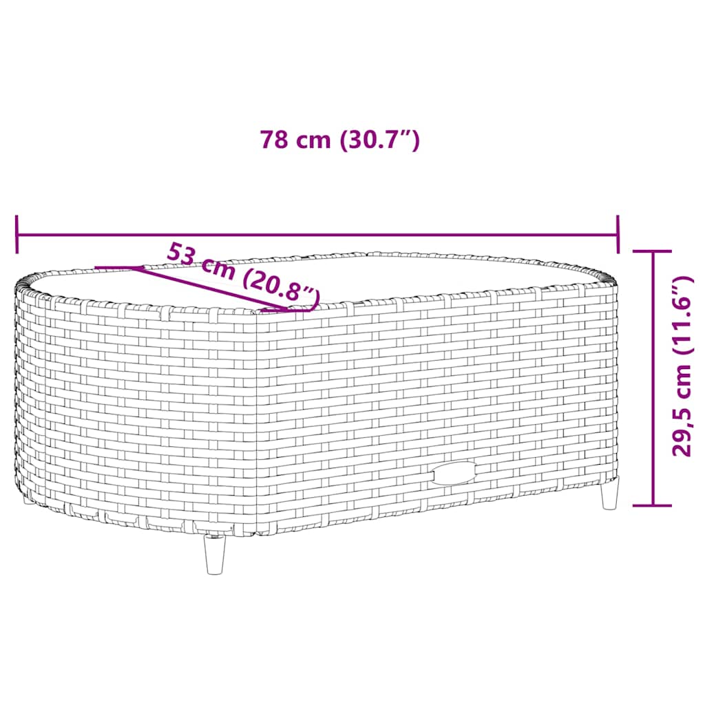 4-delige Loungeset met kussens poly rattan bruin – afbeelding 12