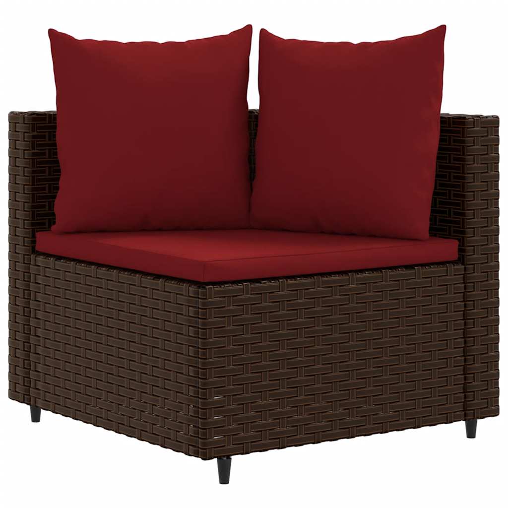 4-delige Loungeset met kussens poly rattan bruin – afbeelding 3