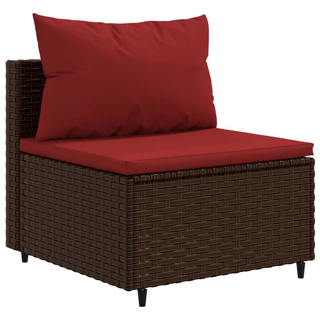 4-delige Loungeset met kussens poly rattan bruin – afbeelding 4