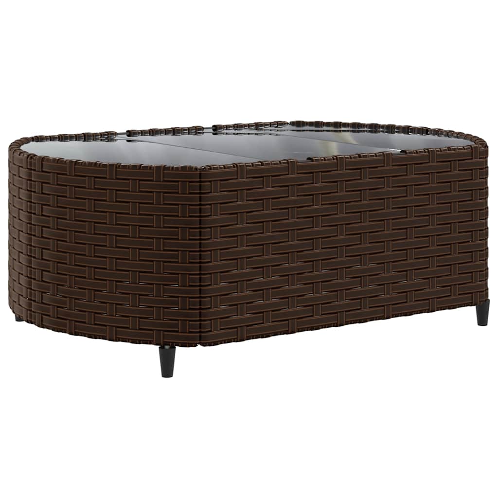 4-delige Loungeset met kussens poly rattan bruin – afbeelding 5